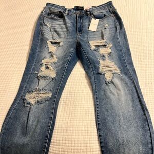 NWT Women’s JUDY BLUE Distressed Boyfriend Fit Jeans, size 16W